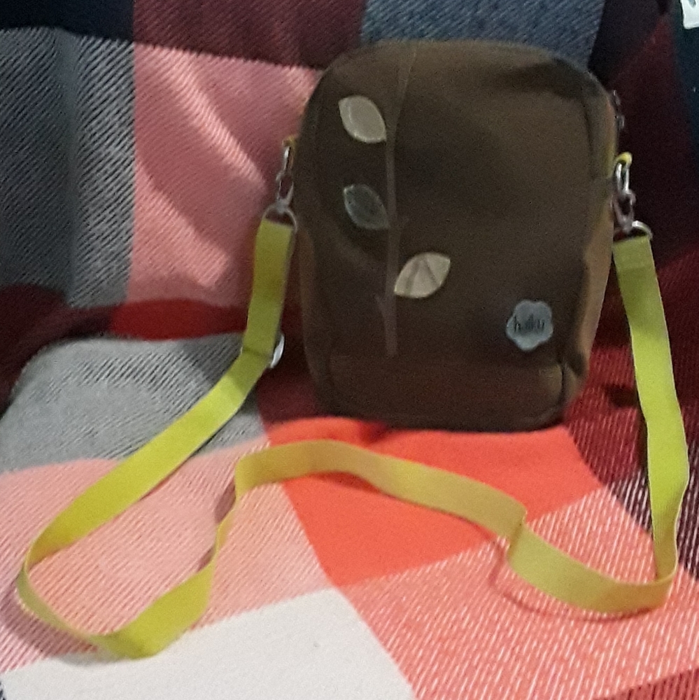 Haiku Brown and Green Leaf Design Purse